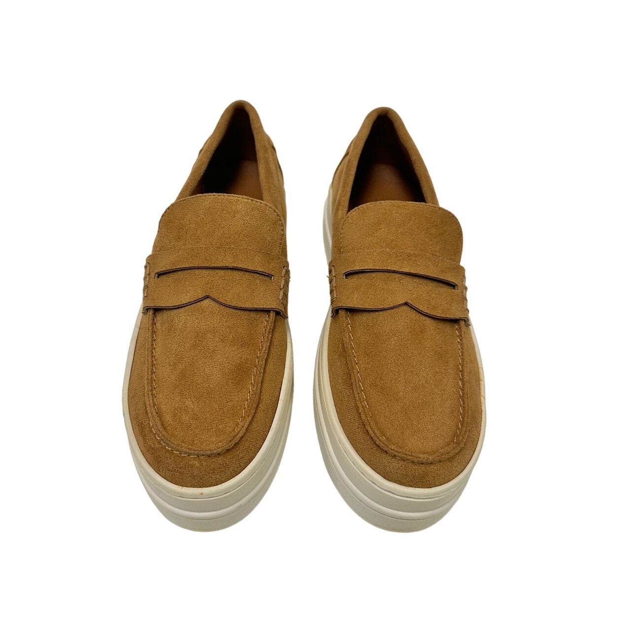 J/Slides Chestnut Suede Platform Penny Loafers